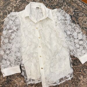 Elegant White Floral Lace 3/4 sleeve